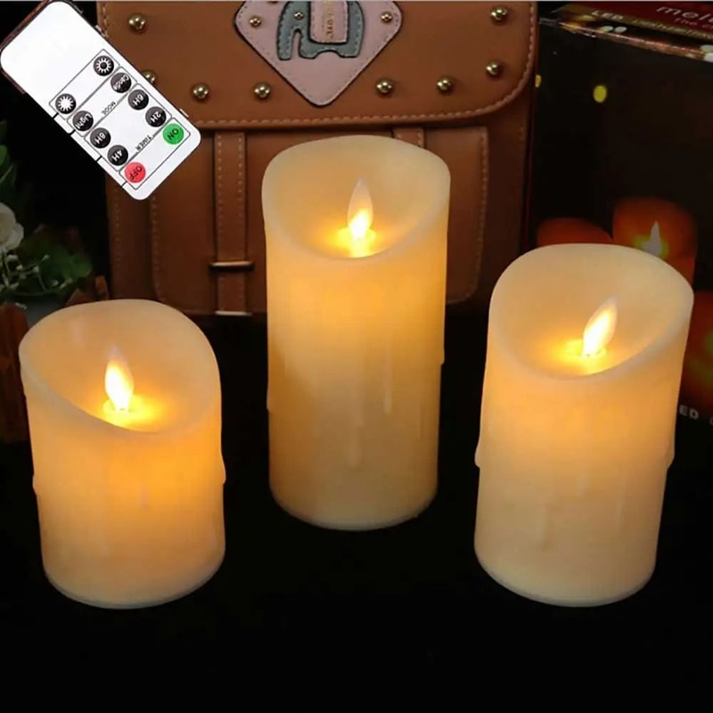 Remote Control Moving Wick LED Pillar Candles 1