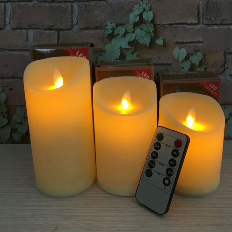Remote Control Moving Wick LED Pillar Candles 5