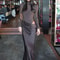 Elegant Turtleneck Satin Hollow Out Maxi Dress 7