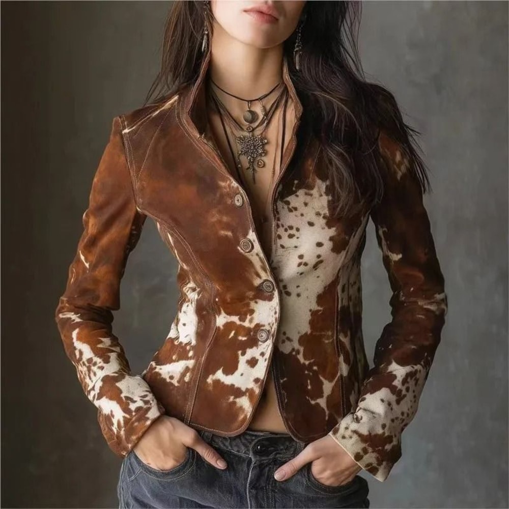 Chic Vintage Printed Patchwork Jacket 0