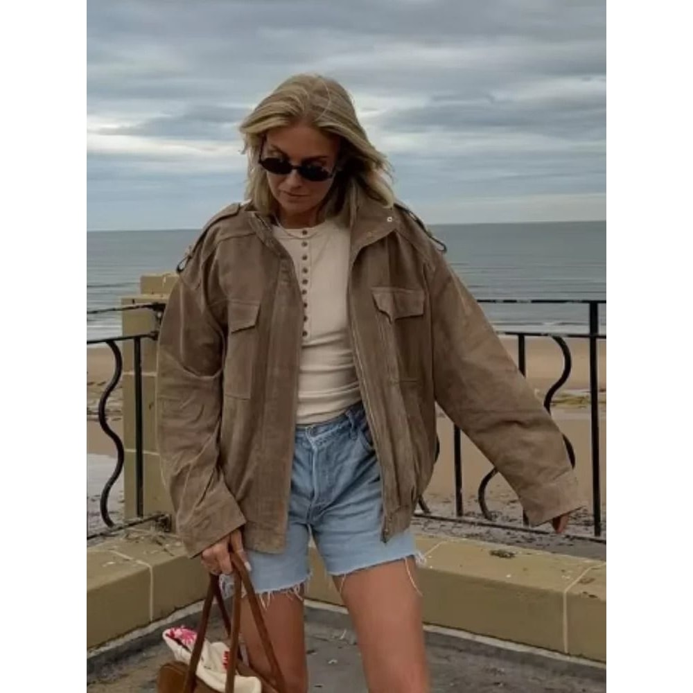 High Street Vintage Khaki Suede Jacket 0