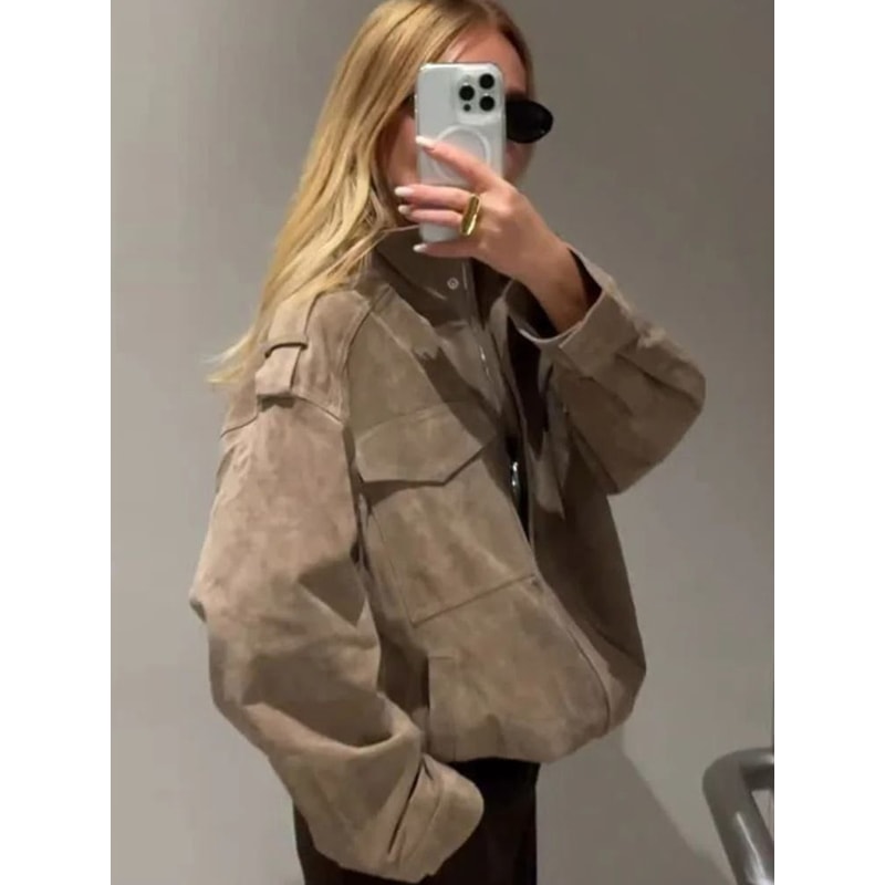 High Street Vintage Khaki Suede Jacket 1