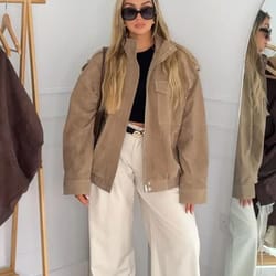 high street vintage khaki suede jacket