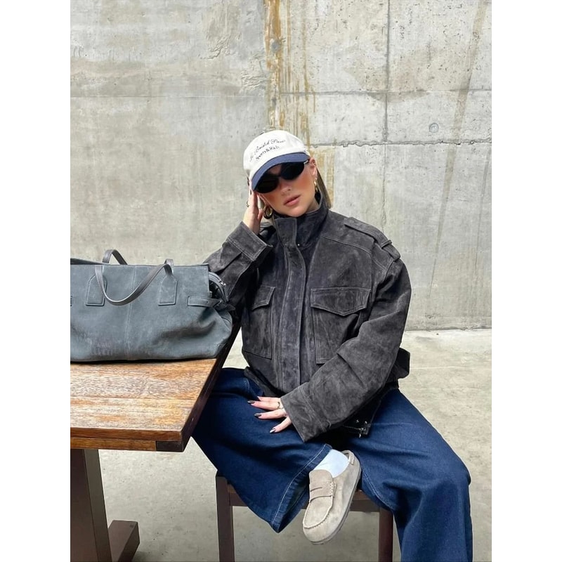 High Street Vintage Khaki Suede Jacket 3