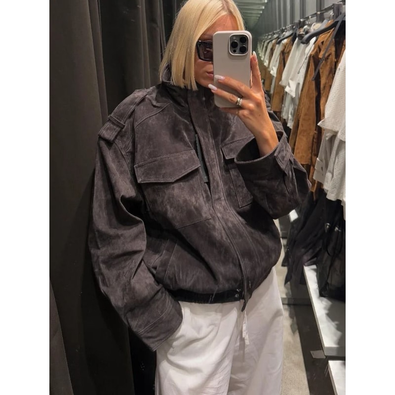 High Street Vintage Khaki Suede Jacket 4