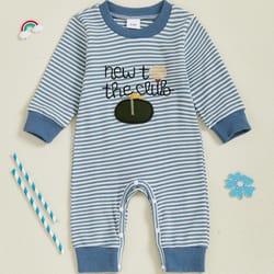 infant boys rugby striped hooded sweater romper