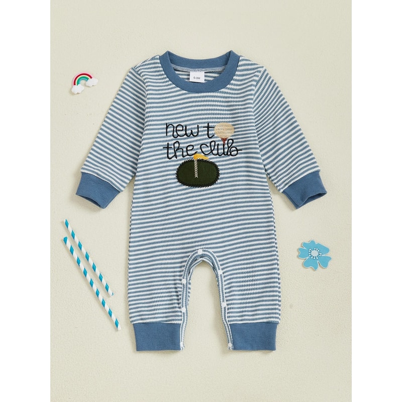Infant Boys Rugby Striped Hooded Sweater Romper 0