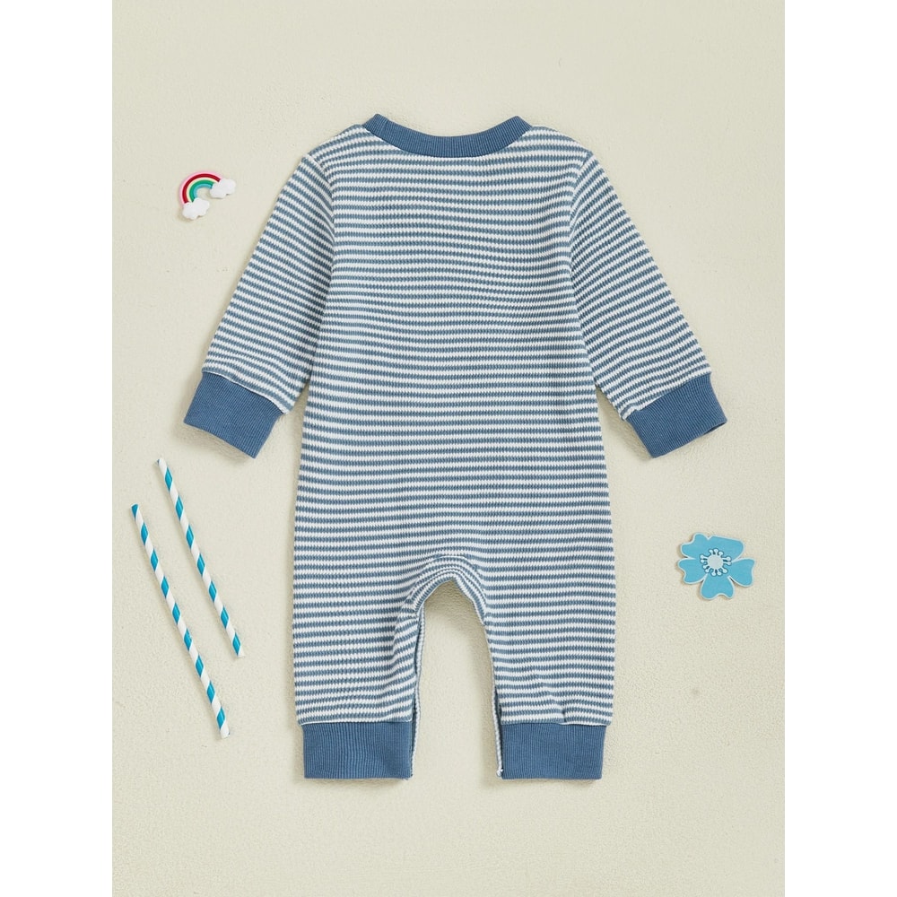 Infant Boys Rugby Striped Hooded Sweater Romper 1