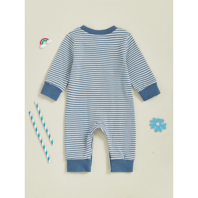 Infant Boys Rugby Striped Hooded Sweater Romper 1
