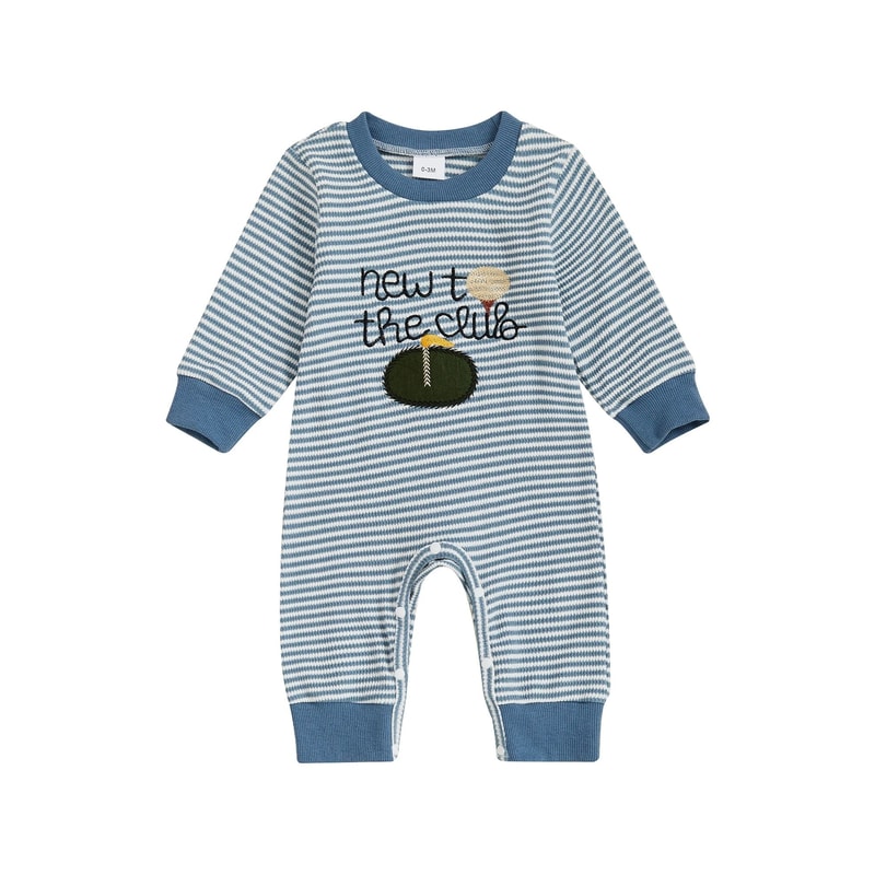 Infant Boys Rugby Striped Hooded Sweater Romper 2