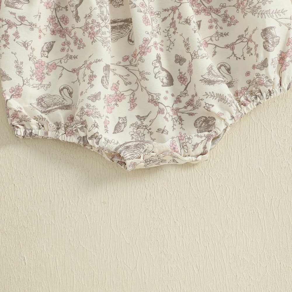 Newborn Baby Girl Floral Patchwork Autumn Romper 4