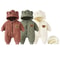 Padded Fleece Cartoon Hooded Baby Romper 0