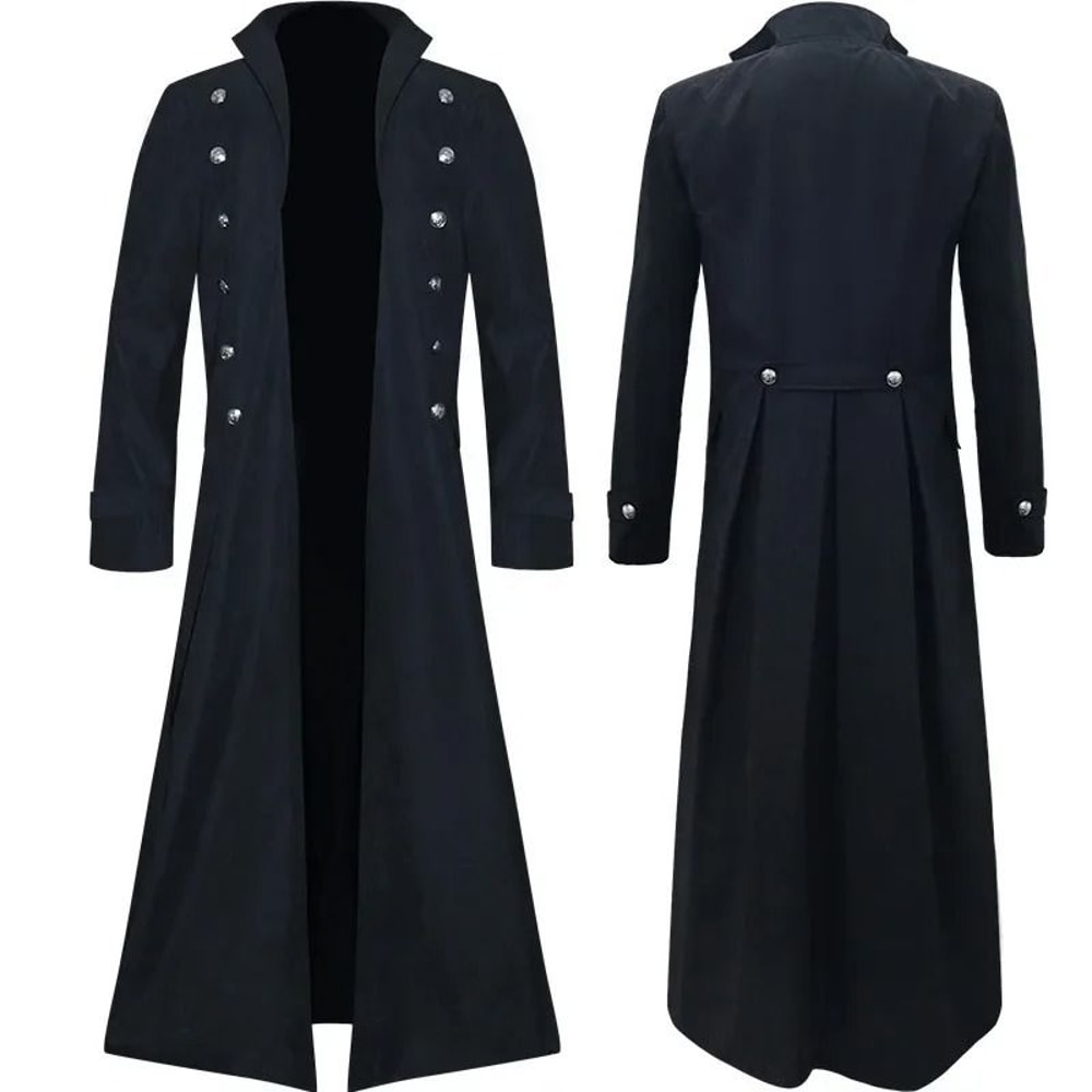Mens Steampunk Gothic Victorian Long Trench Coat 0
