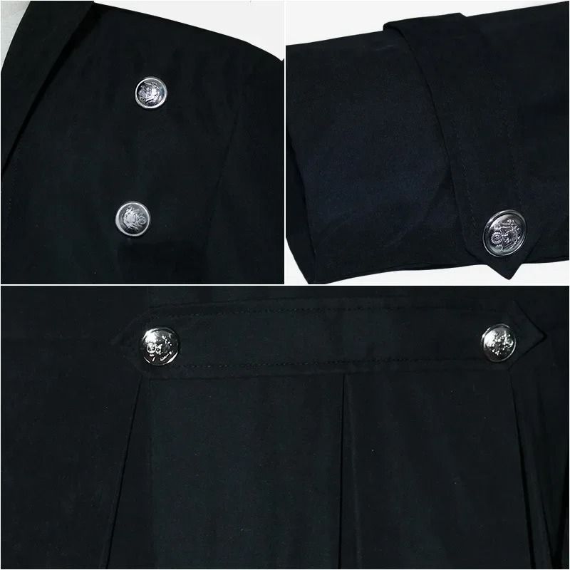 Mens Steampunk Gothic Victorian Long Trench Coat 4