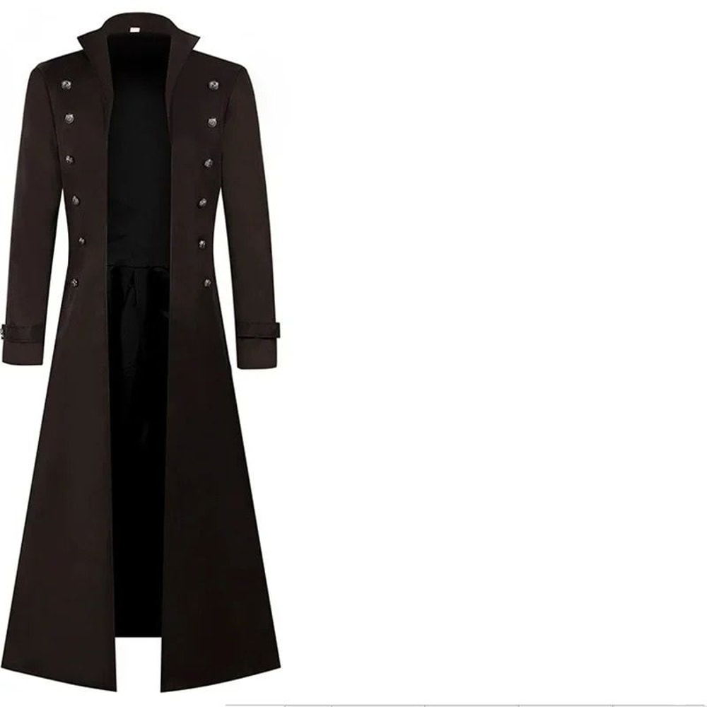 Mens Steampunk Gothic Victorian Long Trench Coat 6