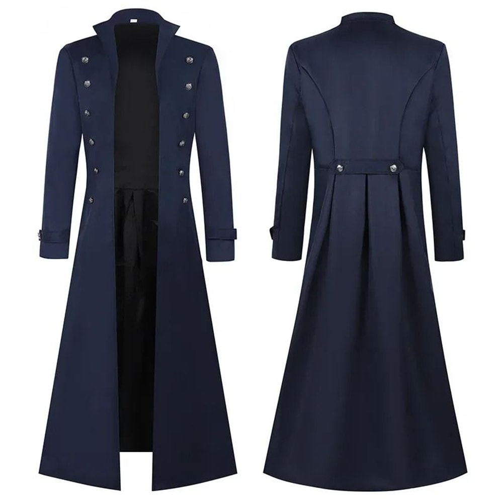 Mens Steampunk Gothic Victorian Long Trench Coat 7