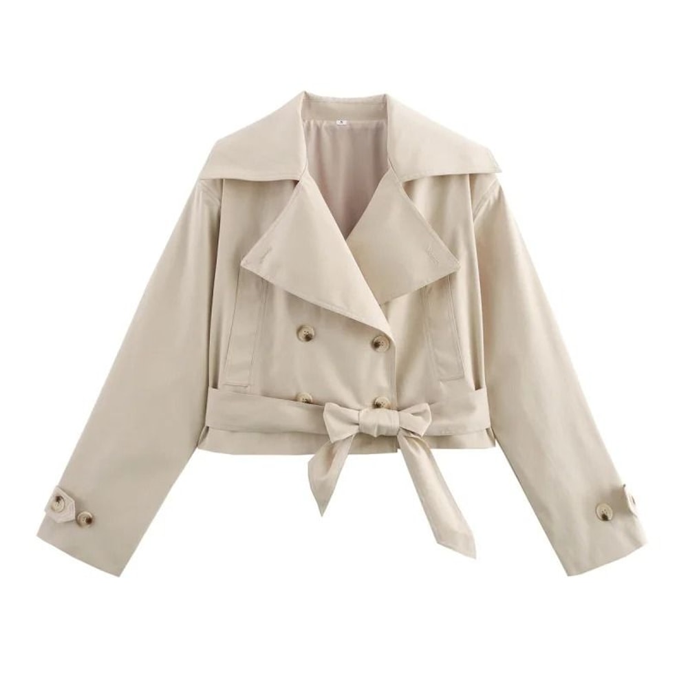 British Style DoubleBreasted Short Trench Coat 9
