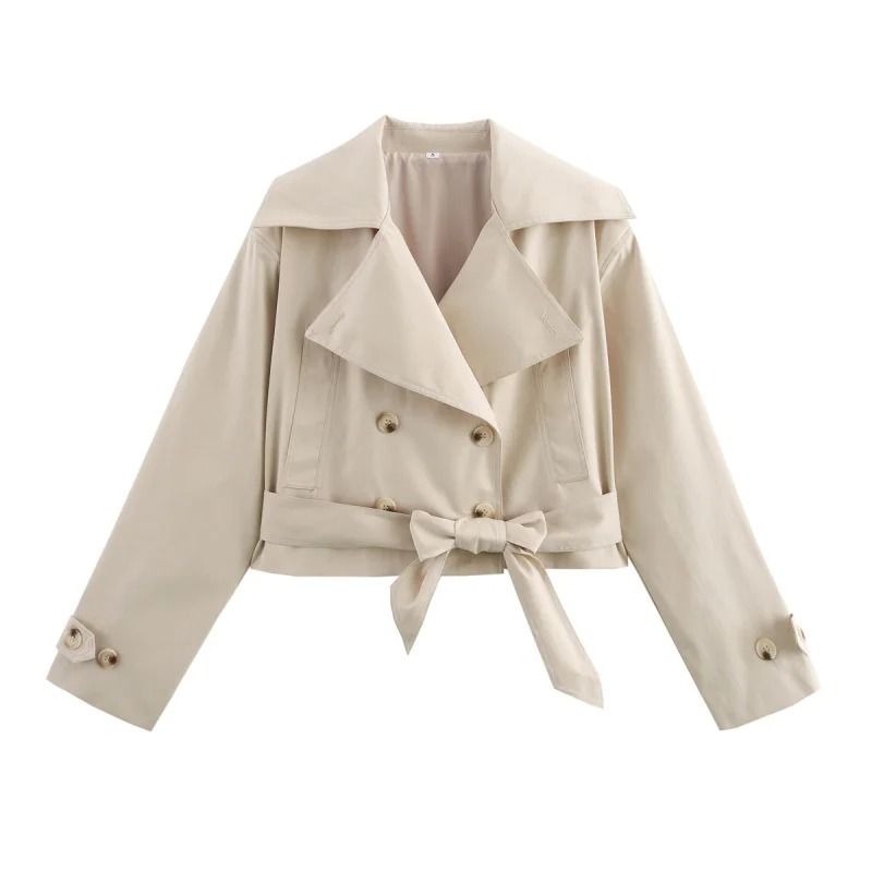 British Style DoubleBreasted Short Trench Coat 9