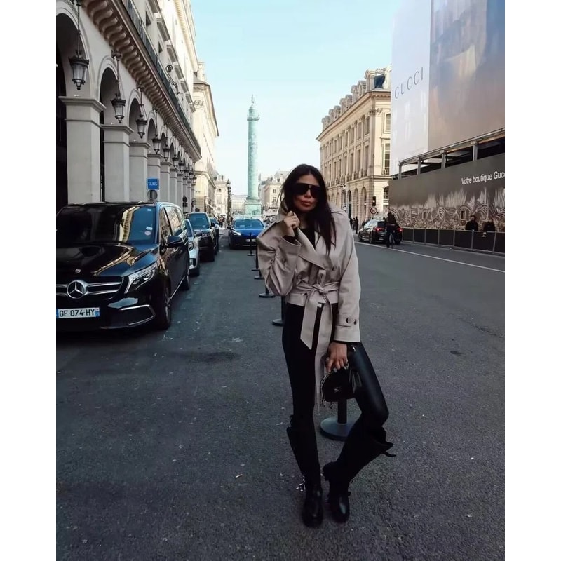 British Style DoubleBreasted Short Trench Coat 1