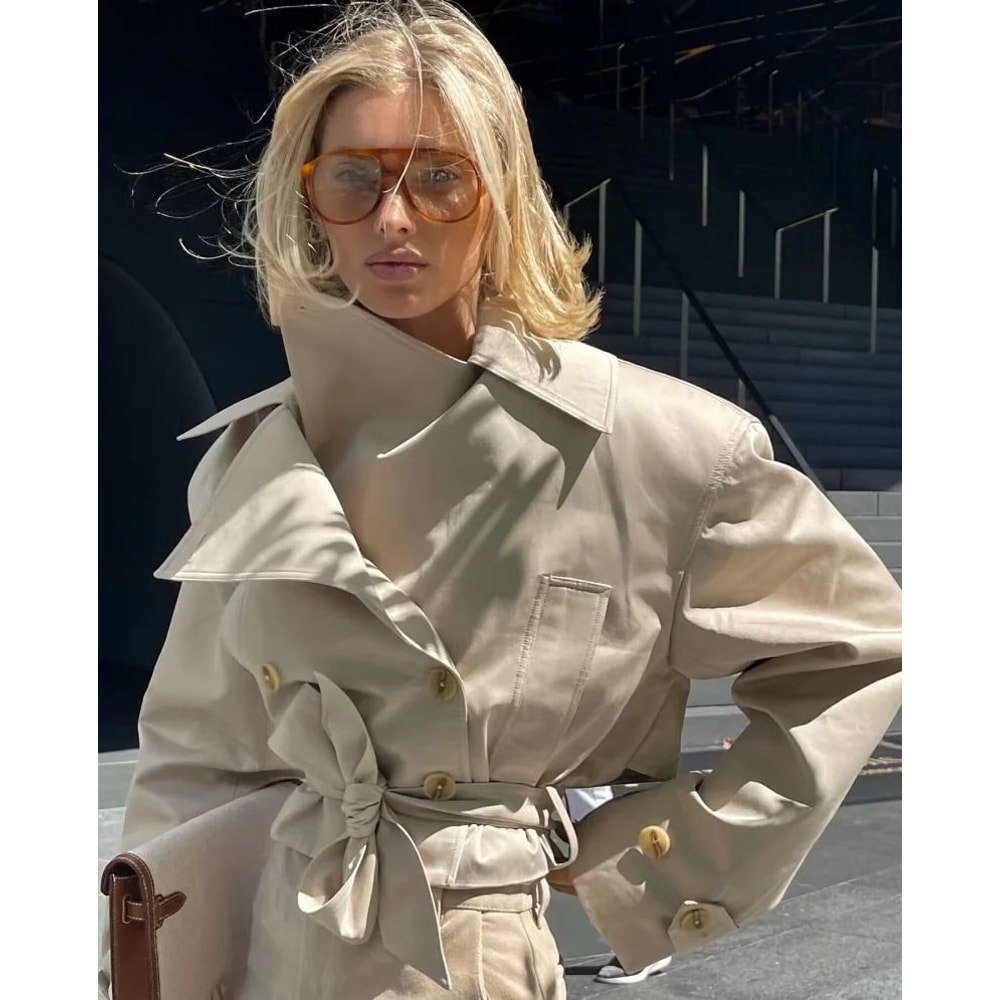 British Style DoubleBreasted Short Trench Coat 2