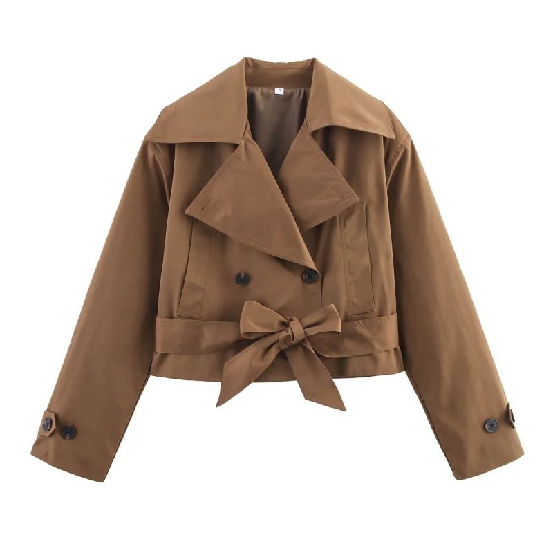 British Style DoubleBreasted Short Trench Coat 8