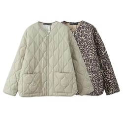 womens fashion round neck curled edge cotton jacket