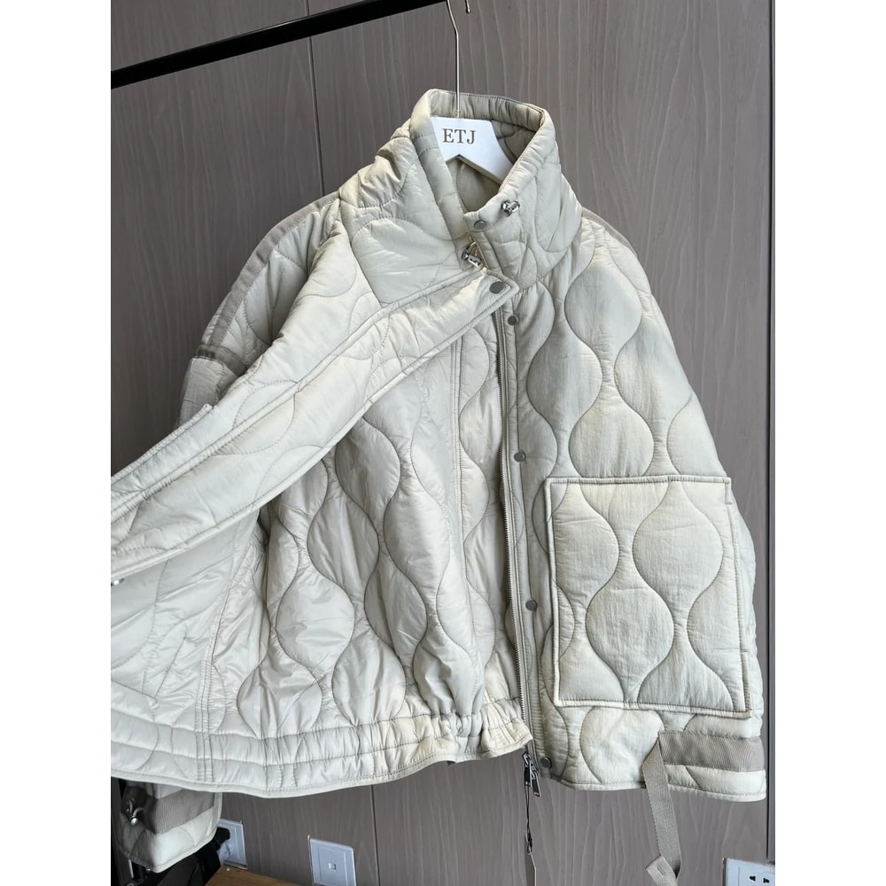 ETJ Womens Quilted Jacket With Adjustable Ties 6