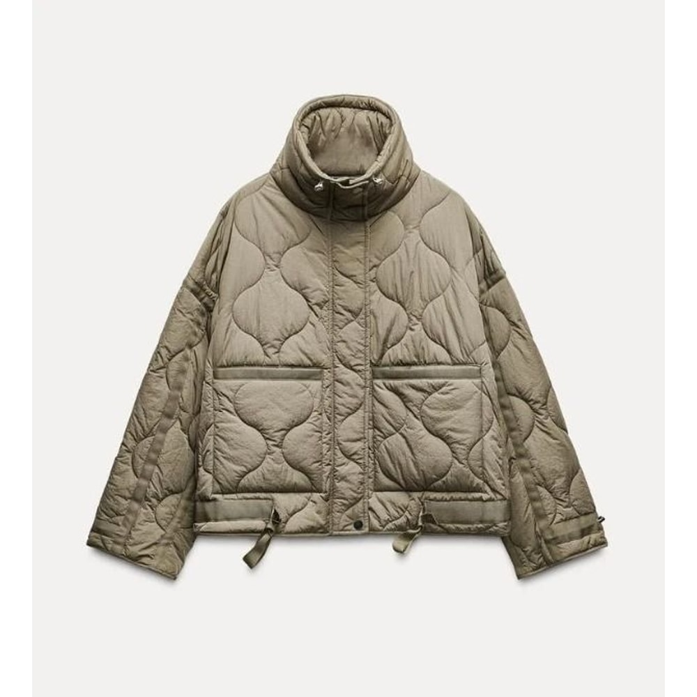 ETJ Womens Quilted Jacket With Adjustable Ties 13