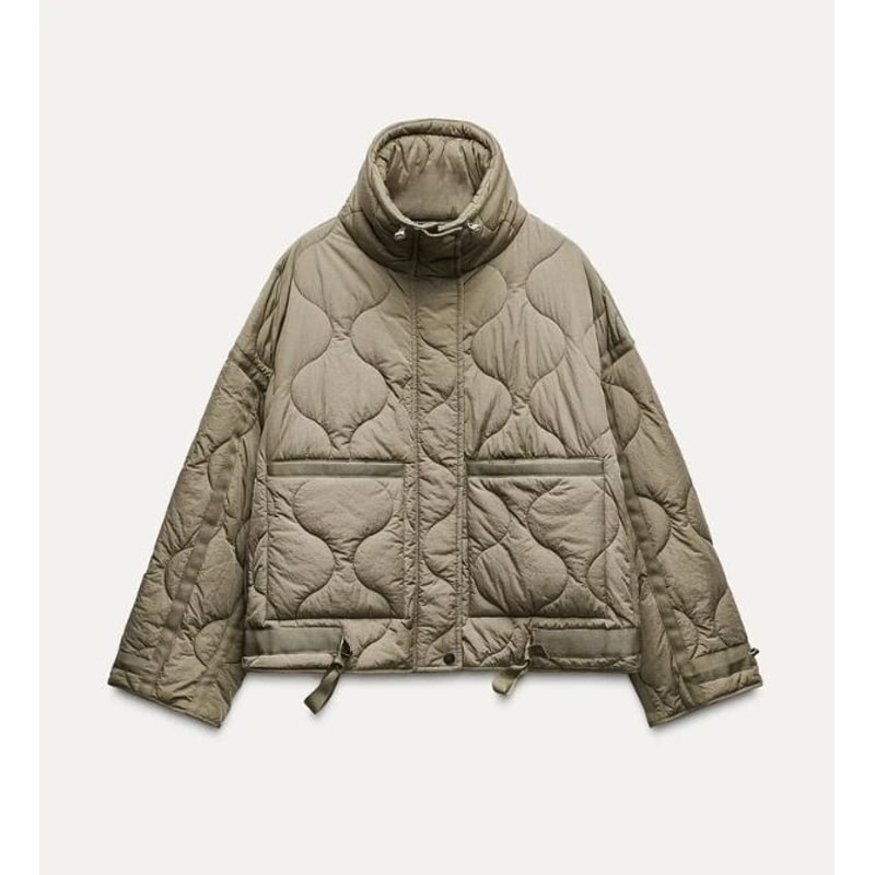 ETJ Womens Quilted Jacket With Adjustable Ties 13