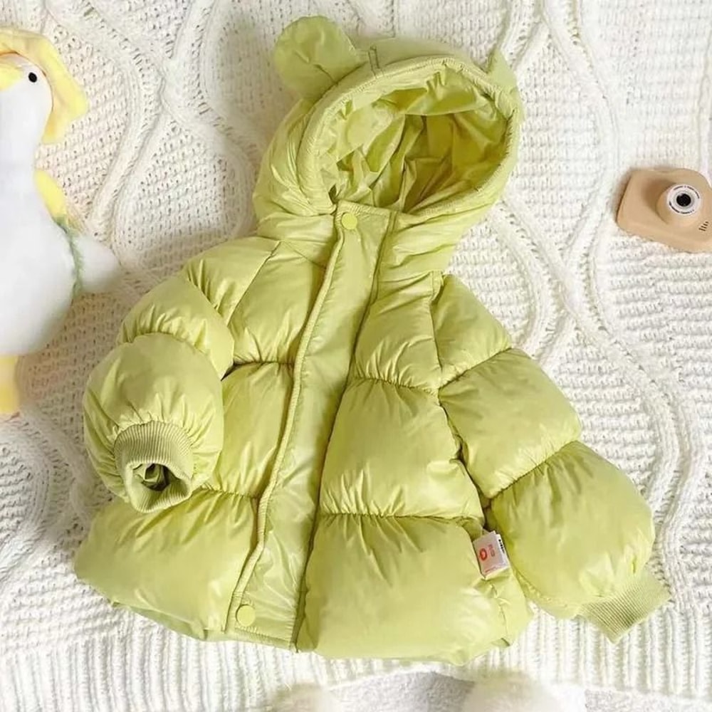 Kids Solid Hooded White Duck Down Jacket 4