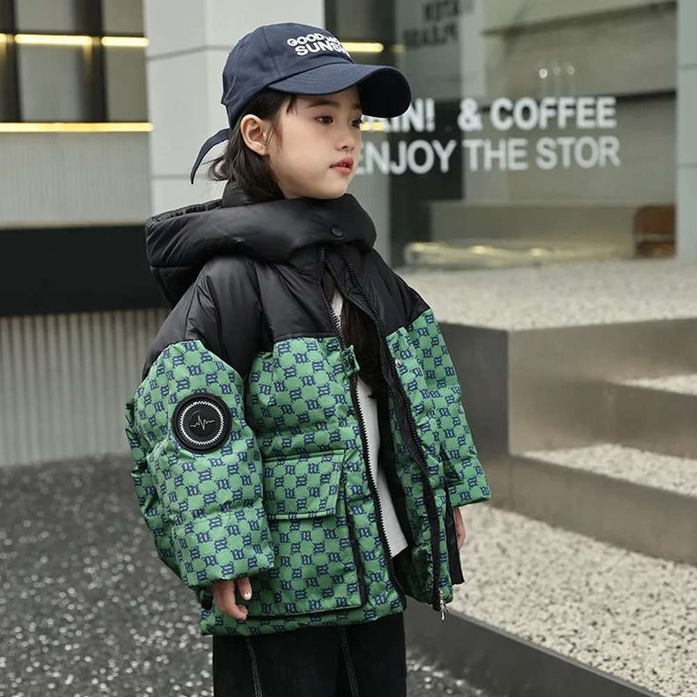 Girls Gradient Patch Down Winter Parka 9