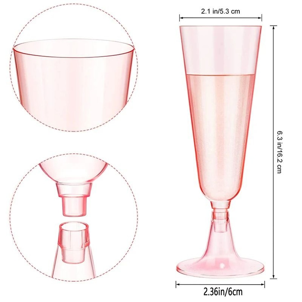 10Piece Pink Disposable Champagne Flute Set 1