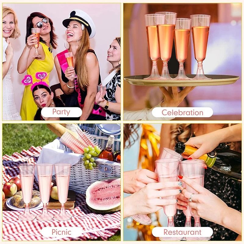 10Piece Pink Disposable Champagne Flute Set 4