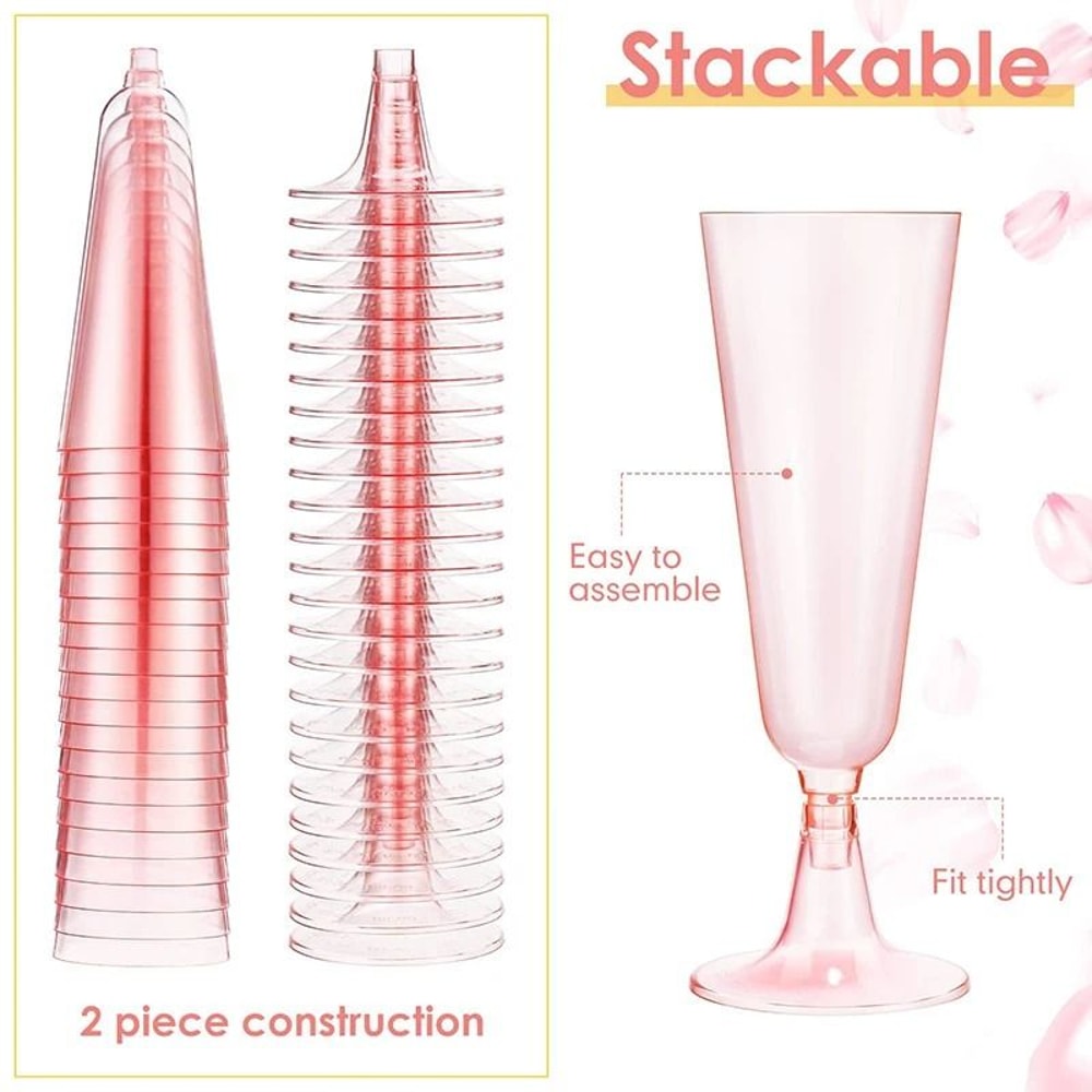 10Piece Pink Disposable Champagne Flute Set 5