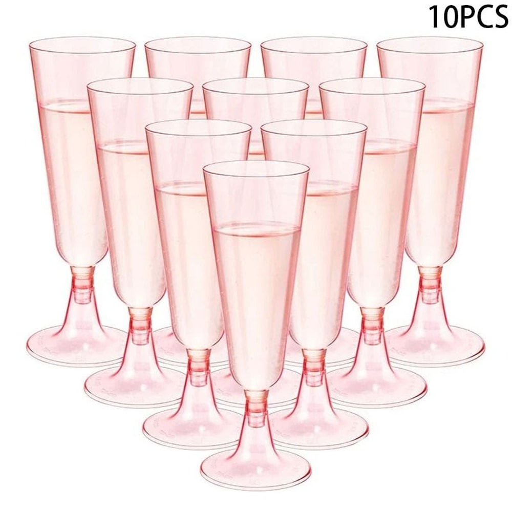 10Piece Pink Disposable Champagne Flute Set 6