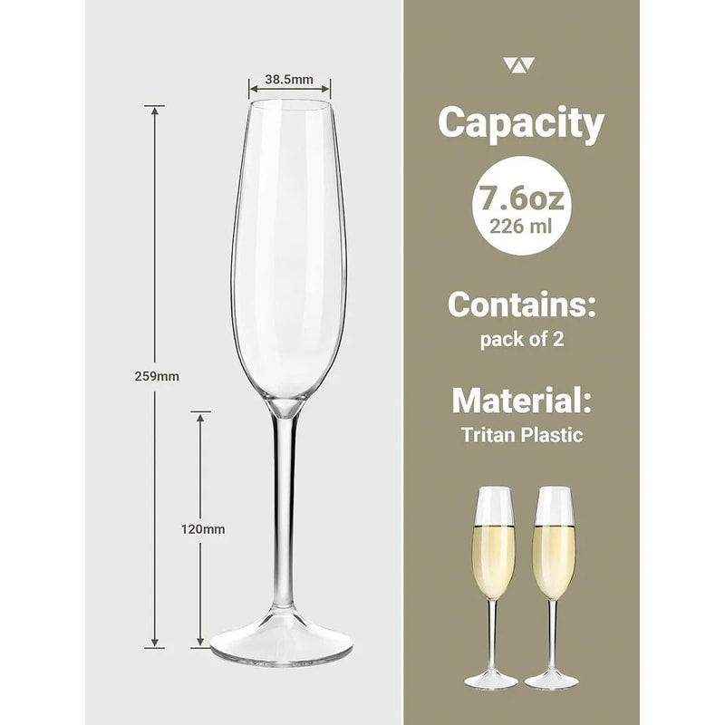 2Piece Shatterproof Tritan Champagne Flute Set 2