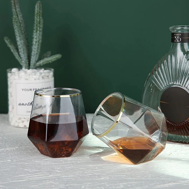 European Style GoldEdged Hexagonal Whiskey Glass 4