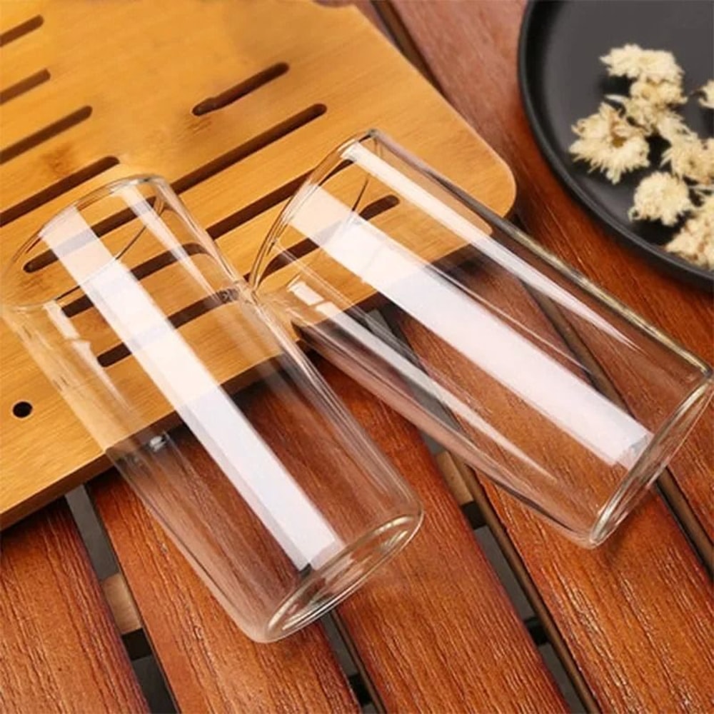 Creative Straight Glass Mug Minimalist Family Beverage Cup 3