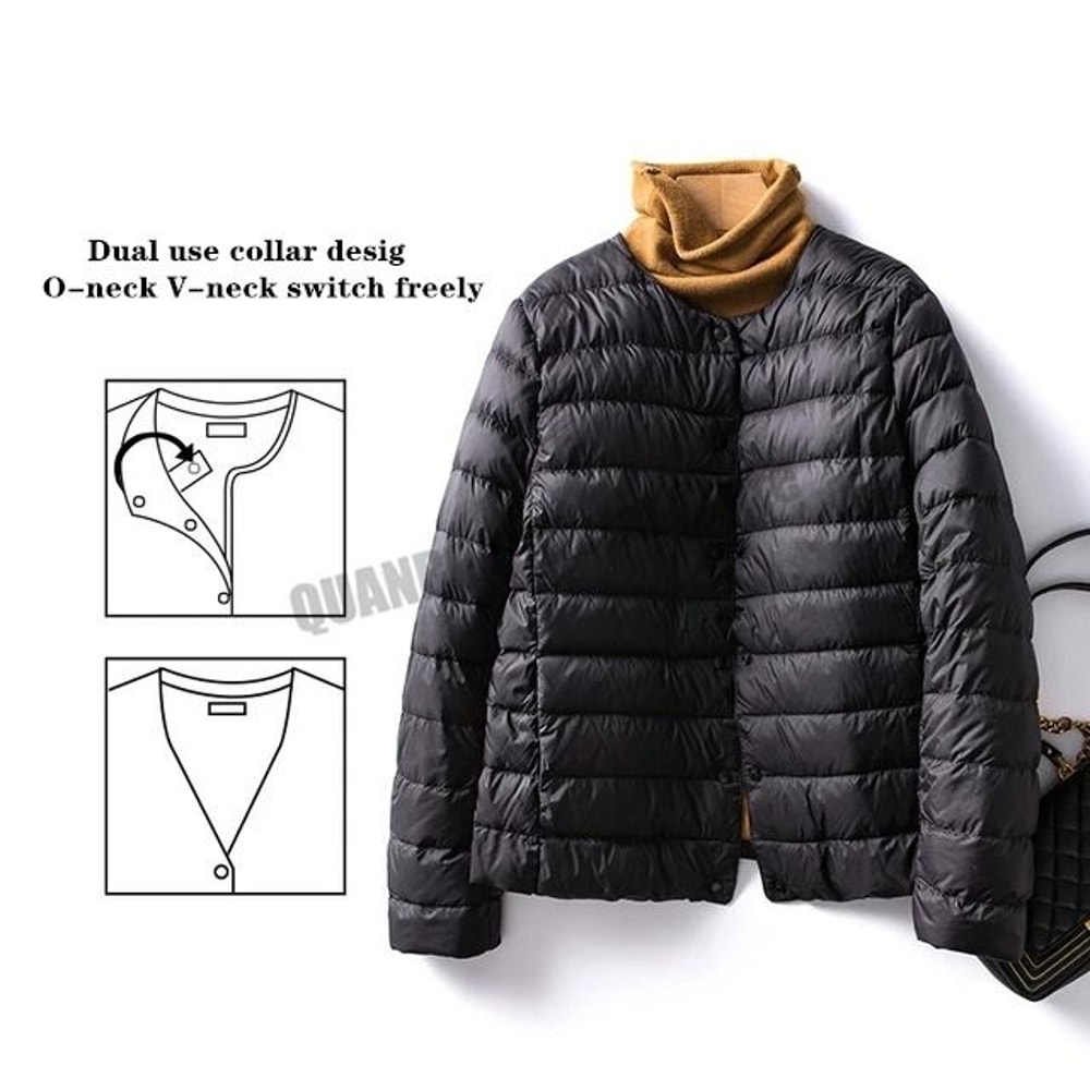 Womens Convertible Neckline Ultralight Down Jacket 9