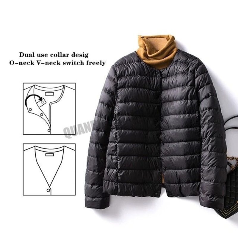 Womens Convertible Neckline Ultralight Down Jacket 9