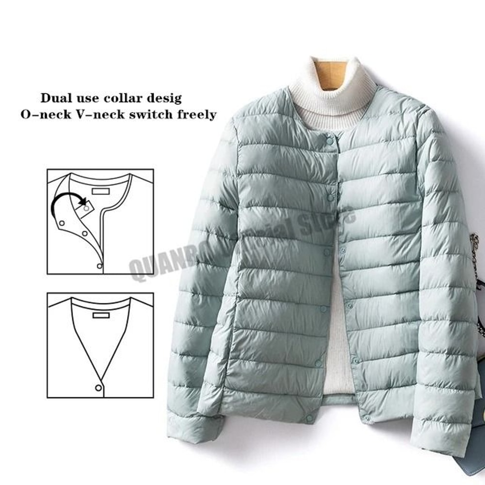 Womens Convertible Neckline Ultralight Down Jacket 10