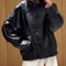 Casual Chic Oversized Faux Leather Jacket Spring Streetwear 7