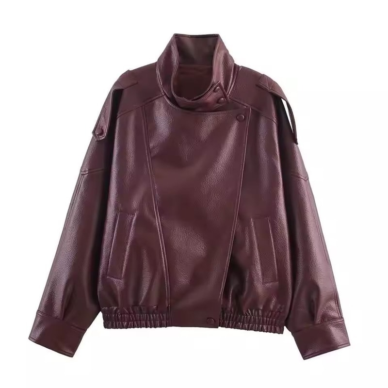 Casual Chic Oversized Faux Leather Jacket Spring Streetwear 9