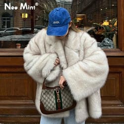 oversized gradient faux fox fur jacket | winter "ins" hot fashion statement