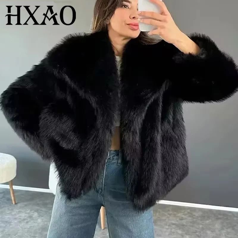 Plush Fluffy Faux Fur Jacket Modern Winter Thermal Outerwear 0