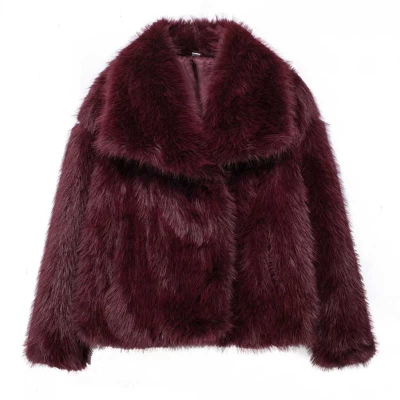 Plush Fluffy Faux Fur Jacket Modern Winter Thermal Outerwear 3