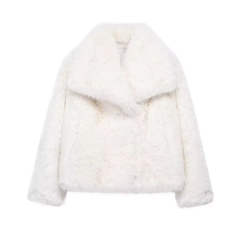 Plush Fluffy Faux Fur Jacket Modern Winter Thermal Outerwear 6