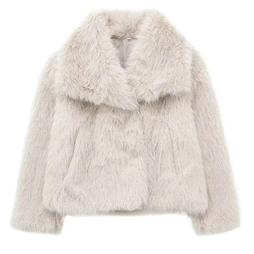 Plush Fluffy Faux Fur Jacket Modern Winter Thermal Outerwear 7