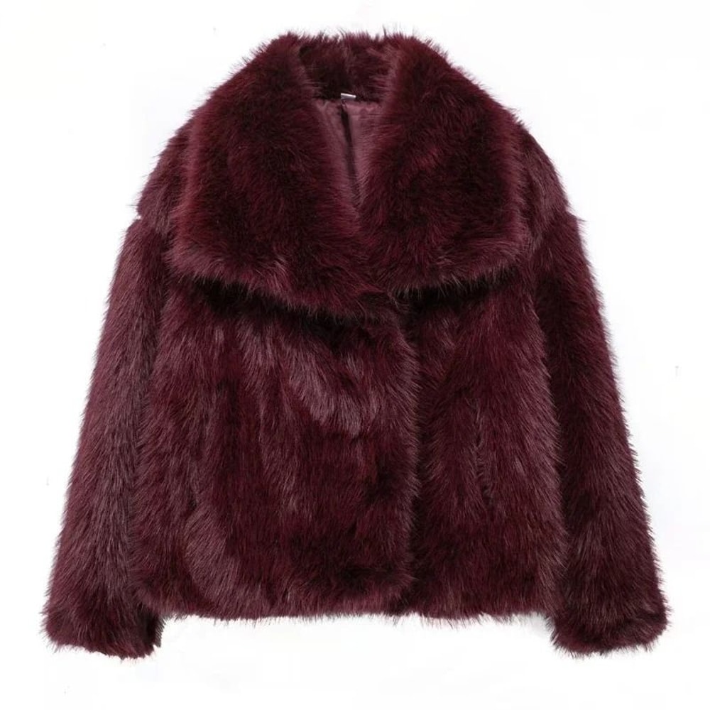 Plush Fluffy Faux Fur Jacket Modern Winter Thermal Outerwear 8