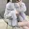 MidLong Spliced Faux Fur Jacket PU Leather Hybrid Winter Coat 2